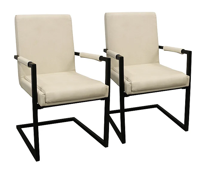 Moti Furniture Wendy Arm Chair in Ivory Leather (Set fo 2) 94011075