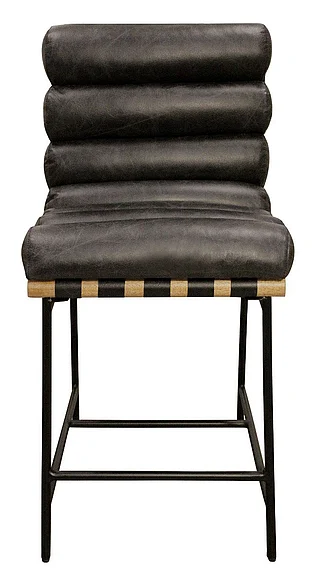 Moti Furniture Layla Counter Stool in Antique Black Leather 94011076