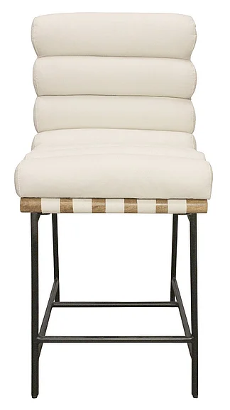 Moti Furniture Layla Counter Stool in Ivory Leather 94011078