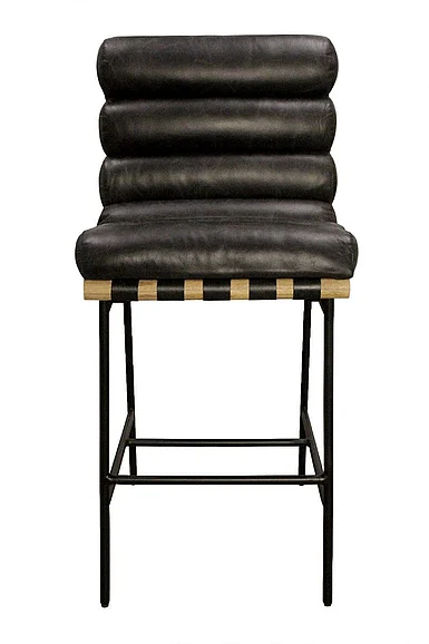 Moti Furniture Layla Bar Stool in Antique Black Leather 94011079