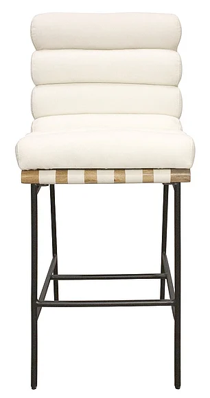 Moti Furniture Layla Bar Stool in Ivory Leather 94011081