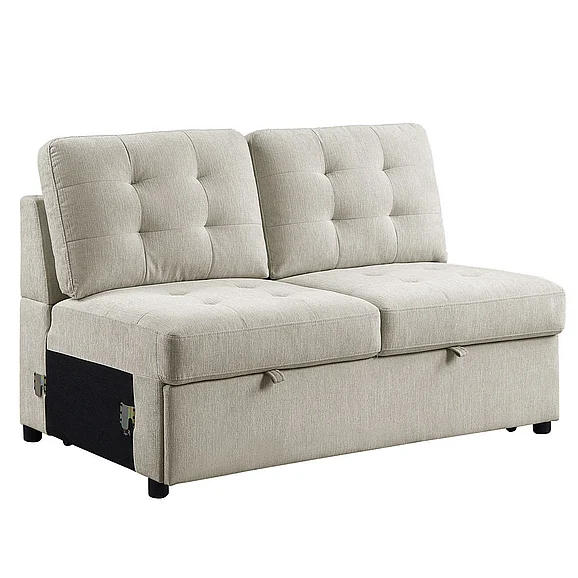 Homelegance Logansport Armless 2-Seater with Pull-out Bed in Beige 9401BEG-2A
