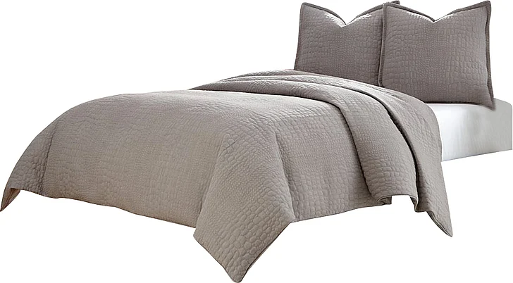 AICO Trent 3-pc King Coverlet/Duvet Set in Gray BCS-KD03-TRENT-GRY