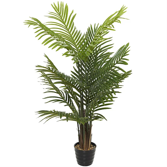 UMA Green Faux Foliage Areca Palm Indoor Outdoor Artificial Plant with Realistic Leaves and Black Fluted Pot, 32" x 32" x 43" | 94045 CLOSEOUT