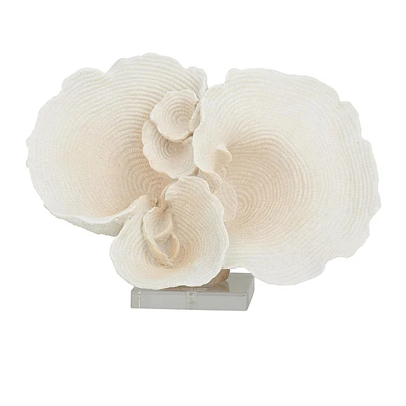 UMA White Polystone Coral Decorative Sculpture, 13" x 6" x 9" | 94157