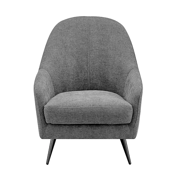 Euro Style Selene Lounge Chair in Gray Fabric with Black Chrome Steel Legs 94274-GRY