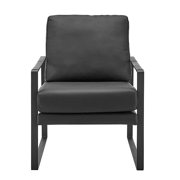 Euro Style Bettina Lounge Chair in Black Leatherette with Matte Black Frame 94276-BLK