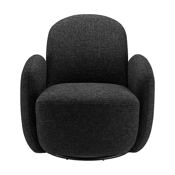 Euro Style Brody Swivel Lounge Chair in Black Fabric with Black Swivel Base 94280-BLK