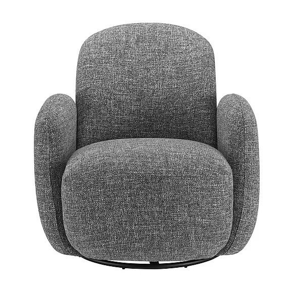 Euro Style Brody Swivel Lounge Chair in Gray Fabric with Black Swivel Base 94280-GRY