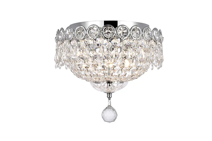 Elegant Century 3 Light Chrome Flush Mount Clear Royal Cut Crystal V1900F10C/RC CLOSEOUT