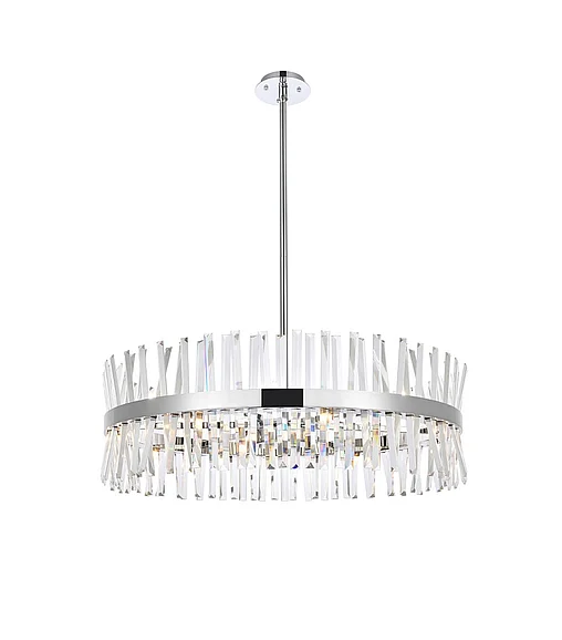 Elegant Serephina 36 In. Crystal Round Chandelier Light in Chrome 6200D36C