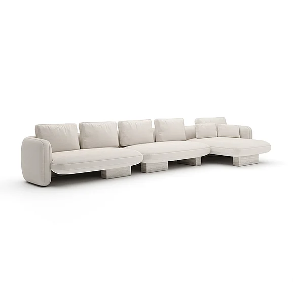 Caracole Overlap Right Chaise Sec Large Ecru UPH-425V-SEC3-B