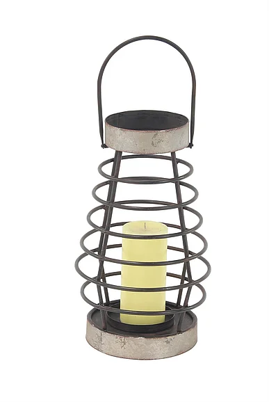UMA Silver Metal Candle Lantern, 8" x 8" x 14" | 94656 CLOSEOUT