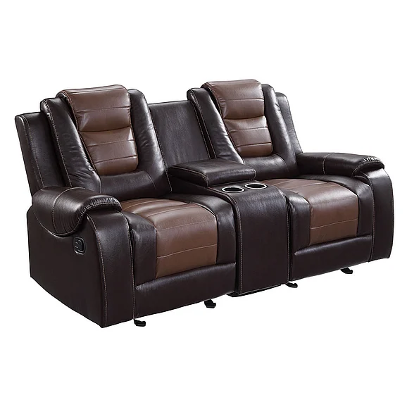 Homelegance Briscoe Double Glider Reclining Love Seat in 2-Tone Brown 9470BR-2