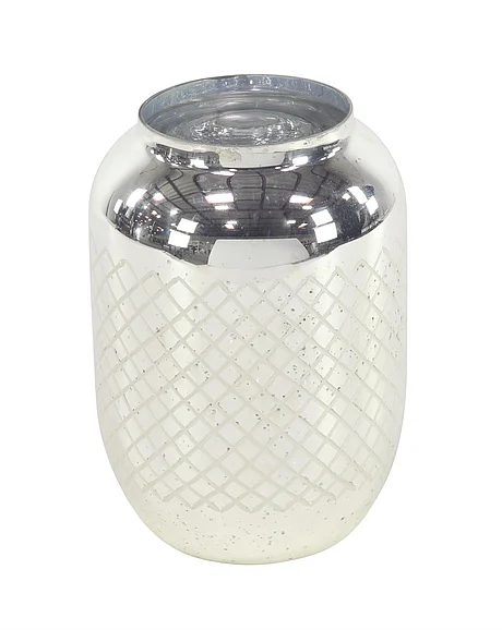 UMA Silver Glass Candle Lantern, 7" x 7" x 11" | 94977