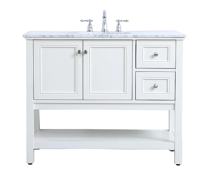 Elegant 42 In. Single Bathroom Vanity Set in White VF27042WH