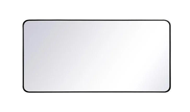 Elegant Soft Corner Metal Rectangular Mirror 30X60 In. in Black MR803060BK