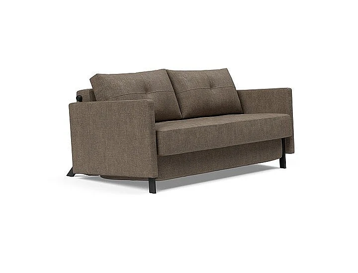 Innovation Living Cubed Full Sofa 02 with Arms in Black Steel (411 Esina Cedar Brown) 95-744002020411-2