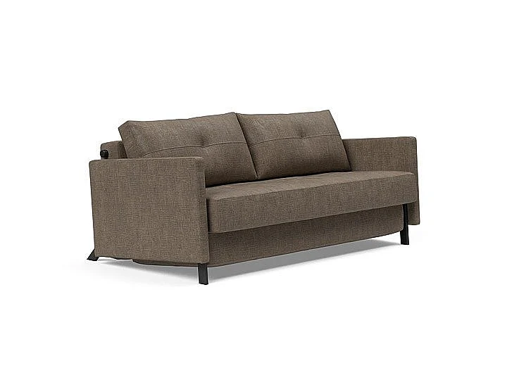 Innovation Living Cubed Queen Sofa 02 with Arms in Black Steel (411 Esina Cedar Brown) 95-744029020411-2