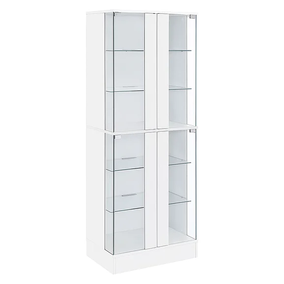 Coaster Cabra Display Case Curio Cabinet with Glass Shelves and LED Lighting White High Gloss in White High Gloss 950397