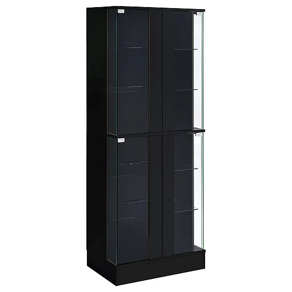 Coaster Cabra Display Case Curio Cabinet with Glass Shelves and LED Lighting Black High Gloss in Black High Gloss 950398