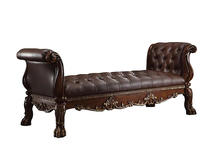 Acme Dresden Button Tufted Bench in Cherry Oak 96486
