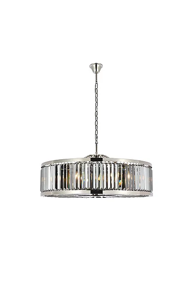 Elegant Chelsea 10 Light Polished Nickel Chandelier Silver Shade (Grey) Royal Cut Crystal 1233G43PN-SS/RC