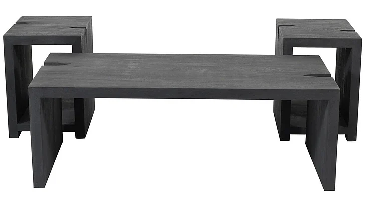 Moti Furniture Argyle 3-Piece Cocktail Table Set in Graphite Black 95203004