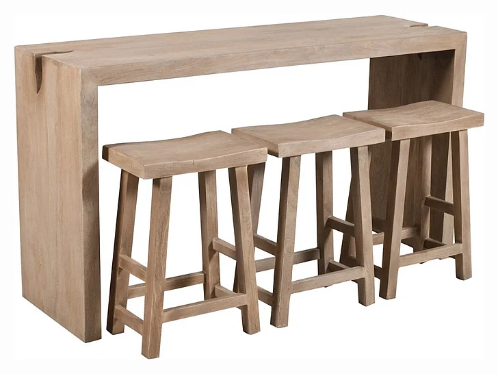 Moti Furniture Argyle 4-Piece Counter Height Table Set in Light Ash Ivory 95206001