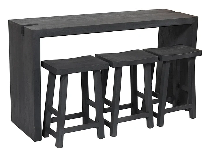 Moti Furniture Argyle 4-Piece Counter Height Table Set in Graphite Black 95206002