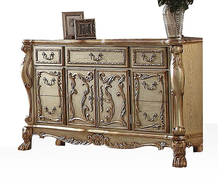 Acme Dresden Dresser in Gold Patina & Bone 23165