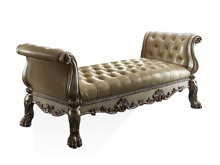 Acme Dresden Button Tufted Bench in Golden Patina 96488