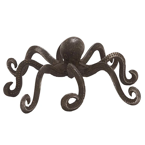 UMA Black Metal Octopus Decorative Sculpture with Long Tentacles and Suctions Detailing, 12 x 9 x 4 | 95277