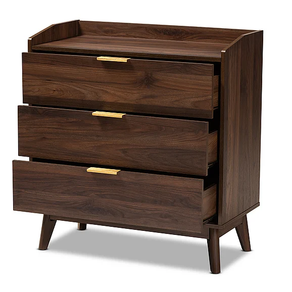 Baxton Studio Lena Brown 3-Drawer Chest 9533