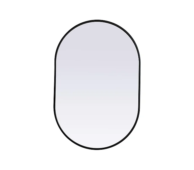 Elegant Metal Frame Oval Mirror 24X36 In. in Black MR2A2436BLK