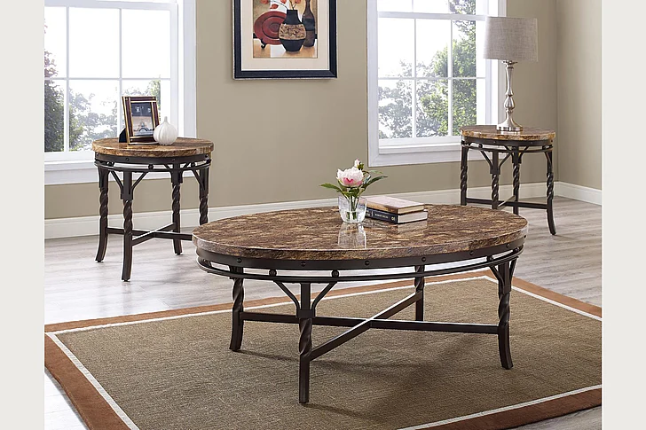 Emma Mason Signature Pinehall Line 3 Pc Occassional Table Set in Brown
