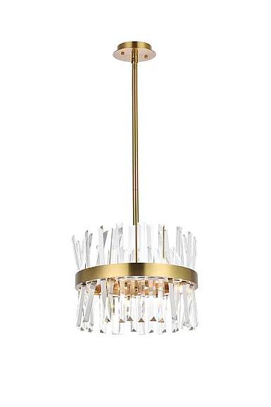 Elegant Serephina 16 In. Crystal Round Pendant Light in Satin Gold 6200D16SG