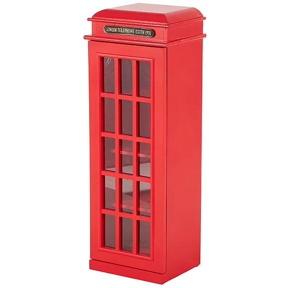 UMA Red Wooden Telephone Vintage London Booth 3 Shelf Room Storage Unit, 11 x 9 x 30 | 95827