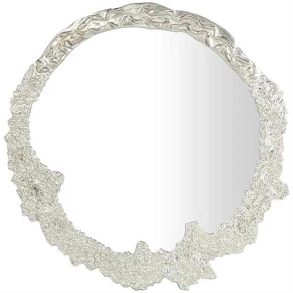 UMA Silver Aluminum Metal Room Wall Mirror with Unfinished Texture, 35" x 1" x 35" | 95845