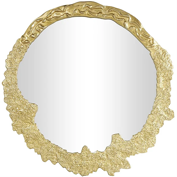 UMA Gold Aluminum Metal Room Wall Mirror with Unfinished Texture, 35" x 1" x 35" | 95846 CLOSEOUT