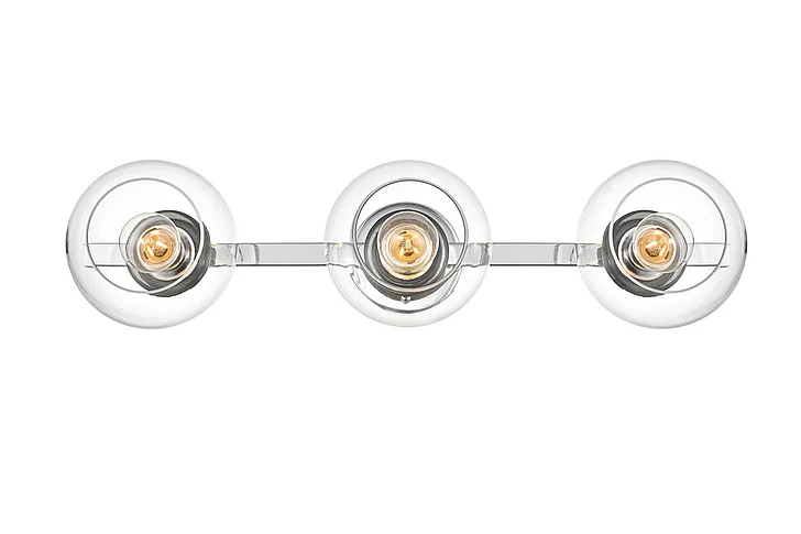 Elegant Rogelio 3 Light Chrome and Clear Bath Sconce LD7320W27CH CLOSEOUT