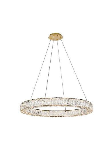 Elegant Monroe Integrated Led Chip Light Gold Chandelier Clear Royal Cut Crystal 3503D31G