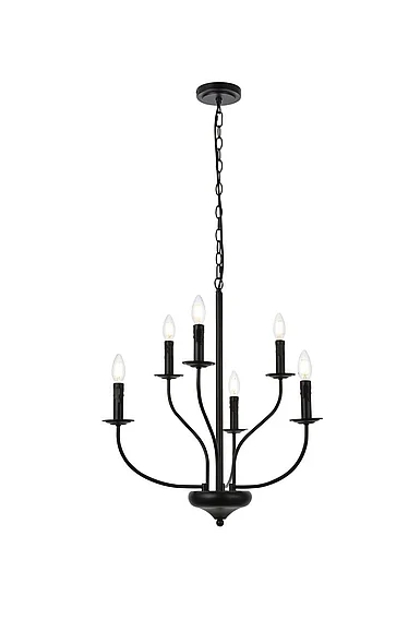 Elegant Westley 6 Lights Pendant in Black LD7046D24BK CLOSEOUT