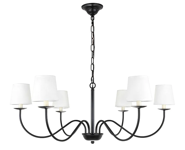 Elegant Eclipse 6 Light Black and White Shade Chandelier LD6103D37BK
