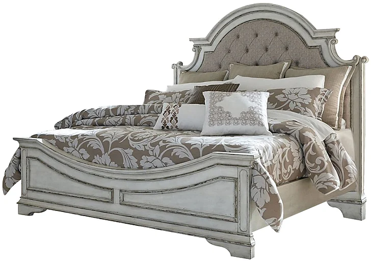 Liberty Magnolia Manor King Upholstered Bed in Antique White