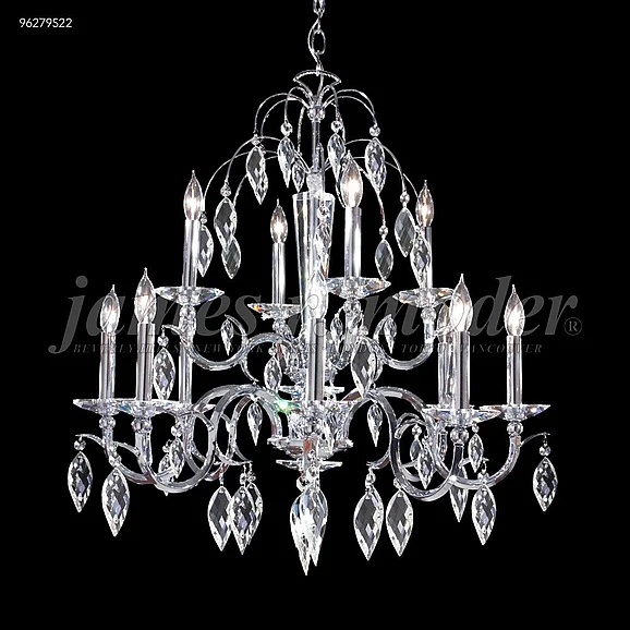 James R. Moder Sculptured Crystal Leaf Collection Crystal Chandelier in Silver 96279S22