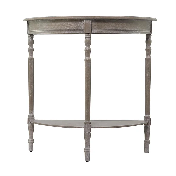 UMA Light Brown Wood Half Moon 1 Shelf Living Room Console Table, 32 x 12 x 32 | 96329