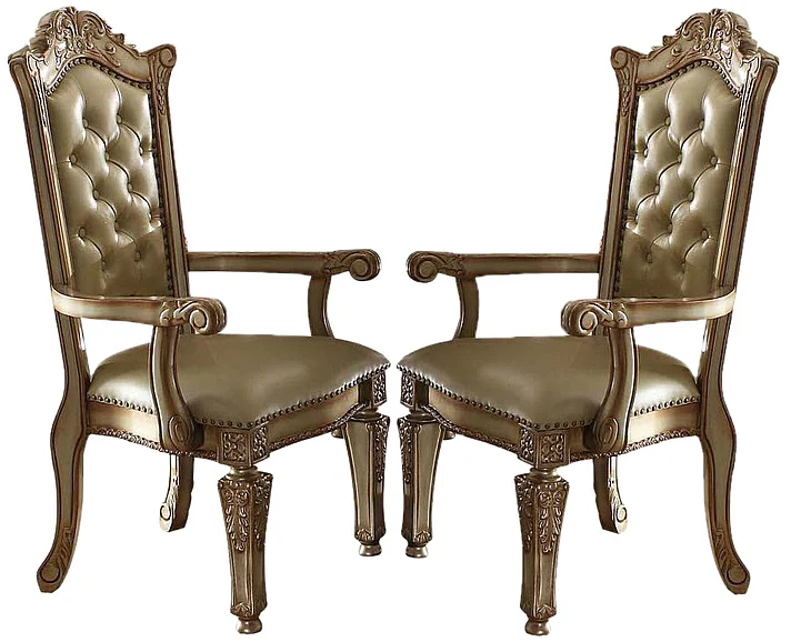Acme Vendome Arm Chair (Set of 2) in Gold Patina 63004