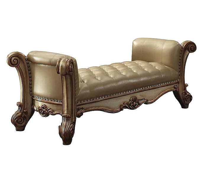 Acme Vendome Upholstered Bench in Gold Patina 96484