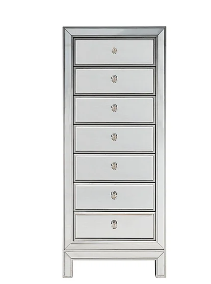 Elegant Lingerie Chest 7 Drawers 18In. W x 15In. D x 42In. H in Antique Silver Paint MF72047